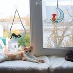Gepersonaliseerde acryl kat op de maan ramen Hangt huisdier benodigdheden Suncatcher met zuignap Gift voor liefhebbers van huisdieren