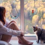 Gepersonaliseerde acryl kat op de maan ramen Hangt huisdier benodigdheden Suncatcher met zuignap Gift voor liefhebbers van huisdieren