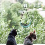 Gepersonaliseerde acryl kat op de maan ramen Hangt huisdier benodigdheden Suncatcher met zuignap Gift voor liefhebbers van huisdieren