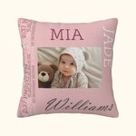 Funda de almohada personalizada con foto de bebé Funda de almohada con información del nacimiento del recién nacido Decoración del primer día de la ma