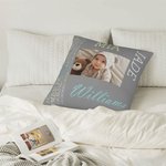 Funda de almohada personalizada con foto de bebé Funda de almohada con información del nacimiento del recién nacido Decoración del primer día de la ma