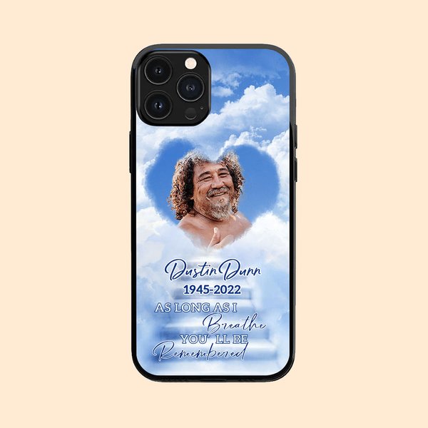 Custodia per telefono personalizzata Heaven Memorial Custodia per telefono con foto a forma di cuore con nome Regalo per il giorno della memoria di Natale per un amico amante di famiglia