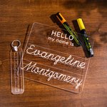 Porte-clés pour le sac à dos d'entraînement au prénom personnalisé Étiquette de bagage Tableau d'écriture à effacement à sec Traçage des lettres Accessoire d'apprentissage Cadeau de rentrée pour les e