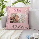 Funda de almohada personalizada con foto de bebé Funda de almohada con información del nacimiento del recién nacido Decoración del primer día de la ma