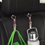 Personalised Leather Car Seat Head Rest Storage Organizer Handbag Compatible with Engraved Initial Gift for Family or Friend