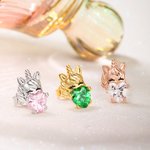 Pietra di nascita personalizzata Carino Unicorno Orecchini in argento Sterling Gioielli per bambini Regalo di compleanno per bambina
