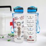 Bouteille d'Eau Design de Motivation Marqueur de Temps Cadeau Personnalisé avec Nom et Personnage pour Graduation Infirmière