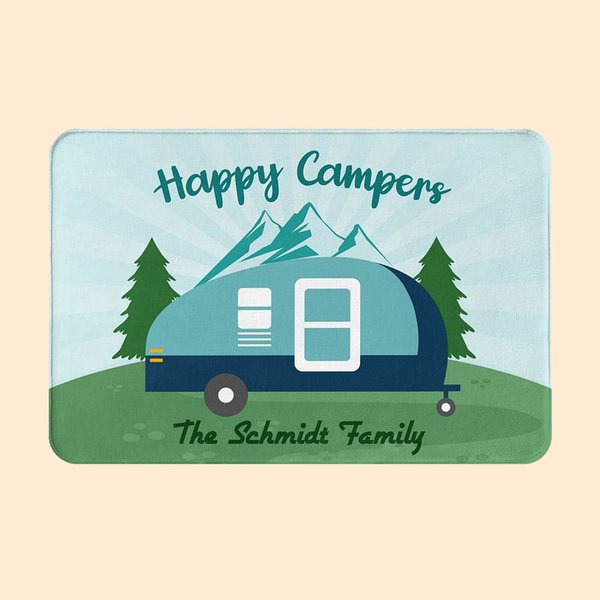 Personalizzato Happy Campers Family Zerbino antiscivolo per camera da letto e bagno Accessorio per gli amanti del campeggio e la famiglia