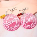 Personalised Glitter Pink Doll-like Style Acrylic Keychain with Tassel and Name Cute Birthday Gift or Anniversary Gift for Her