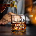 Personalised To Dad From The Reasons You Drink Whisky Glass Funny Gift Birthday Gift Father's Day Gift for Dad Grandpa Whisky Lovers