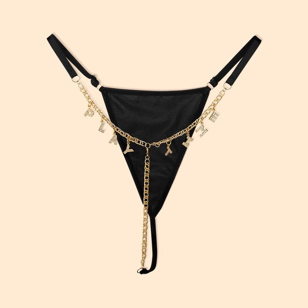 Personalised Zircon Letter Charm G-String Chain Thong Sexy Body Jewellery Valentine's Day Anniversary Birthday Gift for Her
