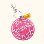 Personalised Glitter Pink Doll-like Style Acrylic Keychain with Tassel and Name Cute Birthday Gift or Anniversary Gift for Her