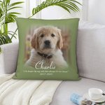 Housse d'Oreiller Personnalisée avec Photo et Nom de l'Animal de Campagnie Décoration de Canapé Cadeau Commémoratif pour Perte d'Animal