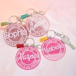 Personalised Glitter Pink Doll-like Style Acrylic Keychain with Tassel and Name Cute Birthday Gift or Anniversary Gift for Her