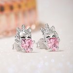 Pietra di nascita personalizzata Carino Unicorno Orecchini in argento Sterling Gioielli per bambini Regalo di compleanno per bambina