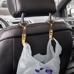 Personalised Leather Car Seat Head Rest Storage Organizer Handbag Compatible with Engraved Initial Gift for Family or Friend