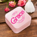 Personalized Fashion Style Leather Travel Jewelry Box with Name Bridesmaid Birthday Party Gift for Her