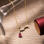 Collar personalizado de copas de vino con colgante de piedra de nacimiento Regalo de cumpleaños Regalo de Navidad para mujeres y amantes del vino