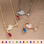 Collar personalizado de copas de vino con colgante de piedra de nacimiento Regalo de cumpleaños Regalo de Navidad para mujeres y amantes del vino