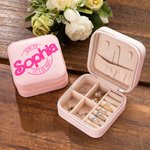 Personalized Fashion Style Leather Travel Jewelry Box with Name Bridesmaid Birthday Party Gift for Her