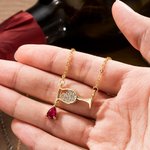 Collar personalizado de copas de vino con colgante de piedra de nacimiento Regalo de cumpleaños Regalo de Navidad para mujeres y amantes del vino