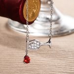 Collar personalizado de copas de vino con colgante de piedra de nacimiento Regalo de cumpleaños Regalo de Navidad para mujeres y amantes del vino