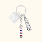 Porte-clés Personnalisé avec Breloque Lampe Salon de Coiffure Tondeuse Cadeau pour Coiffeurs