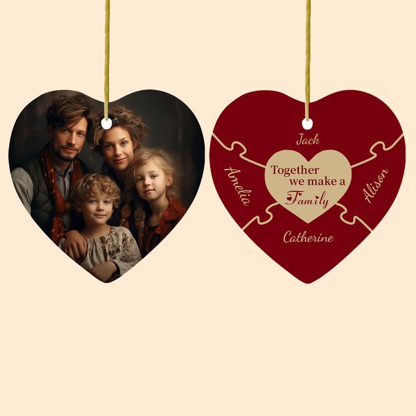 Gepersonaliseerd Hartvormig Puzzel Hart Ornament met Foto Kerstcadeau Thanksgiving Day Cadeau voor Familieleden