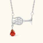 Collar personalizado de copas de vino con colgante de piedra de nacimiento Regalo de cumpleaños Regalo de Navidad para mujeres y amantes del vino