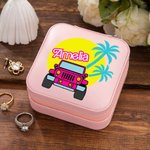 Personalized Fashion Style Leather Travel Jewelry Box with Name Bridesmaid Birthday Party Gift for Her