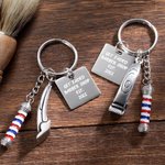 Porte-clés Personnalisé avec Breloque Lampe Salon de Coiffure Tondeuse Cadeau pour Coiffeurs