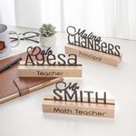 Personalised Wooden Name Sign Desk Nameplate Office Decor Back to School Appreciation Gift for Teacher Principal