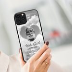 Gepersonaliseerde Hemel Herinnering Hartvormige Foto Telefoonhoesje met Naam Kerst Herdenkingsdag Cadeau voor Familie Lid Liefhebber Vrienden