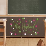 Personalized Colorful Teacher Desk Decal Stickers with Polka Dots for Classroom Kindergarten Primary School Teaching Supplies