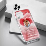 Gepersonaliseerde Hemel Herinnering Hartvormige Foto Telefoonhoesje met Naam Kerst Herdenkingsdag Cadeau voor Familie Lid Liefhebber Vrienden