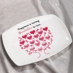 Gepersonaliseerde stamboomschotel Roze hart servies Geluksthema Huisdecoratie Housewarming Kerstmis Moederdag Grootouderdag Cadeau