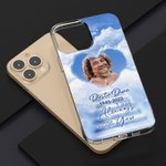 Gepersonaliseerde Hemel Herinnering Hartvormige Foto Telefoonhoesje met Naam Kerst Herdenkingsdag Cadeau voor Familie Lid Liefhebber Vrienden