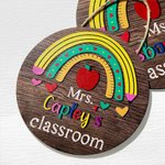 Personalisierte Regenbogen Türschild mit Namen Klassenzimmer Dekoration Lehrer Anerkennung Geschenk zurück zu Schule Geschenk