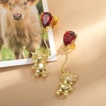 Personalised Balloon Highland Cow Stud Earrings 925 Sterling Silver with Birthstone Cute Animal Earrings Gifts for Women Girls Cow Lover Christmas