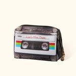 Gepersonaliseerde Retro Cassetteband Lederen Cosmetische Tas Gift voor Muziekliefhebber