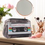 Gepersonaliseerde Retro Cassetteband Lederen Cosmetische Tas Gift voor Muziekliefhebber