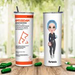 Bicchiere dritto e sottile in acciaio inossidabile di grado alimentare con cannuccia Regalo di laurea personalizzato per infermiere o medico da 20 onc