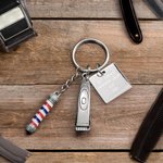 Porte-clés Personnalisé avec Breloque Lampe Salon de Coiffure Tondeuse Cadeau pour Coiffeurs