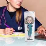 Bicchiere dritto e sottile in acciaio inossidabile di grado alimentare con cannuccia Regalo di laurea personalizzato per infermiere o medico da 20 onc