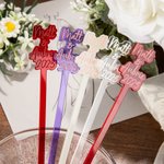 Personalisierte Mehrfarbige Rührstäbe mit Text aus Glänzendem Acryl 10er Set Getränk Cocktail Deko Hochzeit Geburtstag Party Essentials
