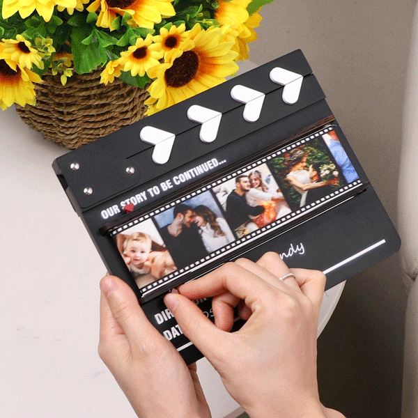 Henkilökohtainen Rolling Kuvat puinen koriste elokuva Clapperboard Design Vuosipäivä Ystävänpäivä Romanttinen lahja pariskunnalle