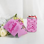 Personalized 12pcs Pink Doll Theme Come On Let's Go Party 12oz 16oz Can Sleeve Hugger Cooler Birthday Christmas Bachelorette Party Favor