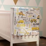 Gepersonaliseerde Bouwwagen Ontwerp Fleece Sherpa Deken met Naam Verjaardag Verjaardagscadeau voor Baby's Kinderen