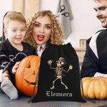 Personalized Dancing Skeleton Drawstring Backpack Halloween Snack Bag for Kids Trick or Treat Party Favors