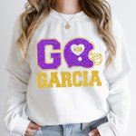 Personalised Football Theme Short Sleeve Glitter T-shirt with Name and Number
